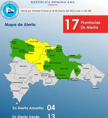 COE mantiene bajo alerta a 17 provincias del país