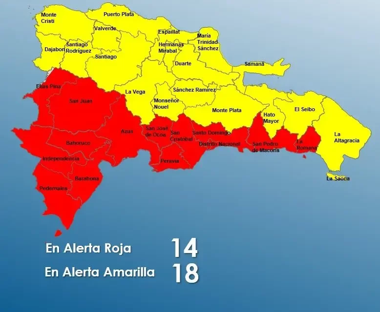 Tormenta Franklin: Aumentan a 18 las provincias en alerta amarilla; 14 continúan en roja