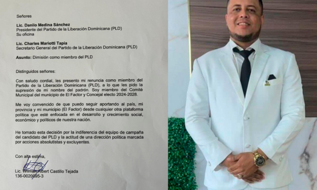 Regidor de El Factor Wilman Castillo anuncia su salida del PLD