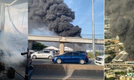 Incendio gran magnitud afecta almacén snacks autopista Duarte