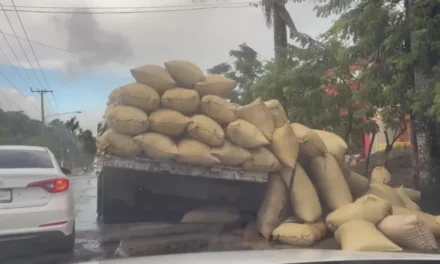 Segunda patana cargada de arroz se vuelca en menos de 24 horas en El Factor