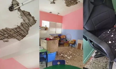 Se desploma parte del techo en escuela rural de Copeyito, provincia María Trinidad Sánchez