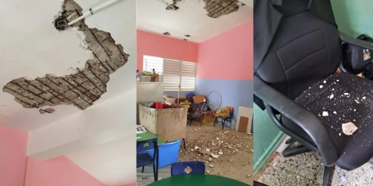 Se desploma parte del techo en escuela rural de Copeyito, provincia María Trinidad Sánchez