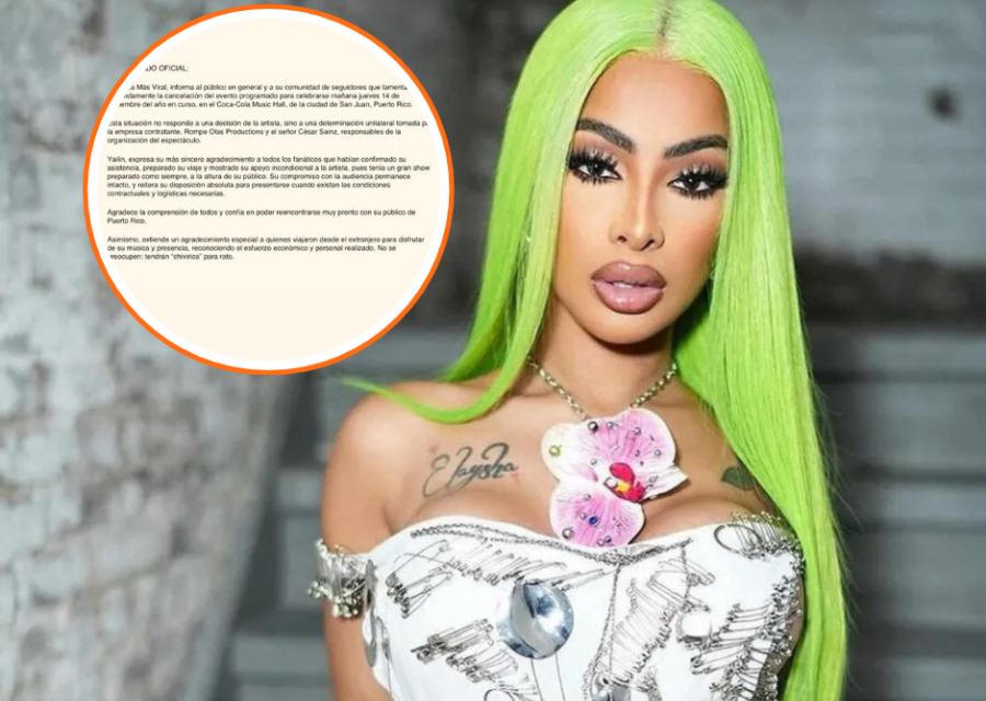Yailin La Más Viral anuncia cancelación de su concierto en Coca Cola Music Hall de Puerto Rico