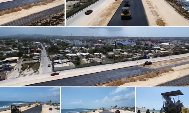 Avanza asfaltado del Malecón de Nagua para habilitar primera etapa este mes