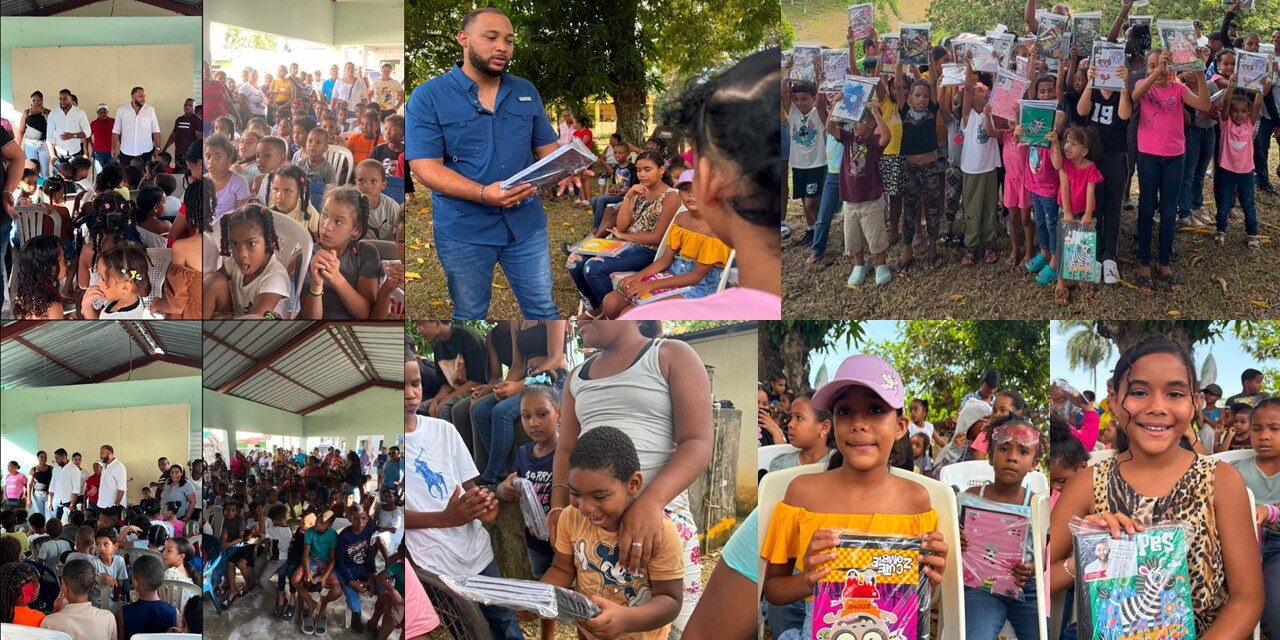 Fray Castro lleva esperanza y útiles escolares a cientos de niños en sectores del municipio de Nagua.