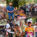Fray Castro lleva esperanza y útiles escolares a cientos de niños en sectores del municipio de Nagua.
