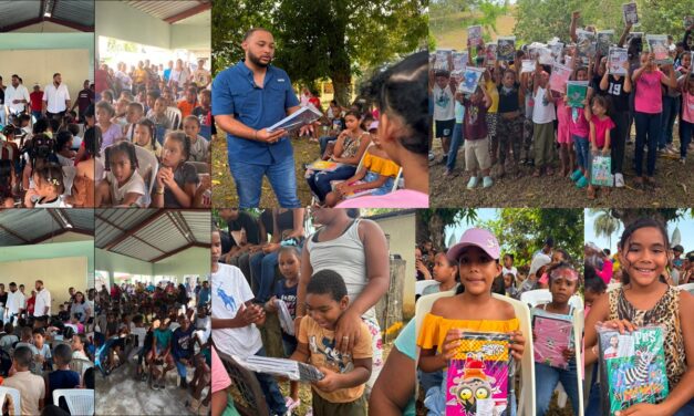 Fray Castro lleva esperanza y útiles escolares a cientos de niños en sectores del municipio de Nagua.