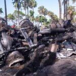 Dos muertos tras choque e incendio de un tanquero en la avenida George Washington