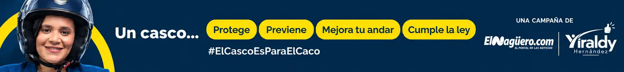 Banner educativo de casco azul y amarillo